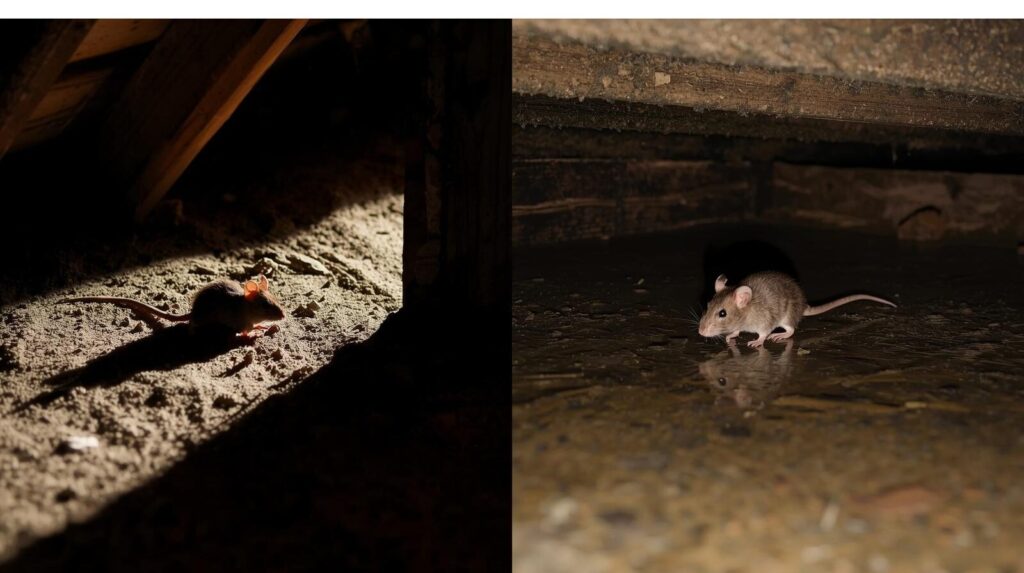 屋根裏や床下の点検で高所と低所の侵入経路を探る