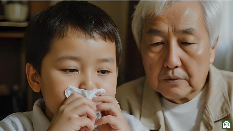 ネズミの糞尿や体毛が原因となる、感染症やアレルギーの発症リスクを示すイメージ