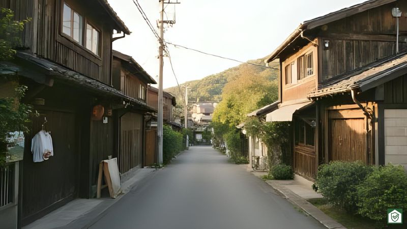 木造住宅が並ぶ古い住宅街の様子。老朽化によりネズミの侵入リスクがある環境。