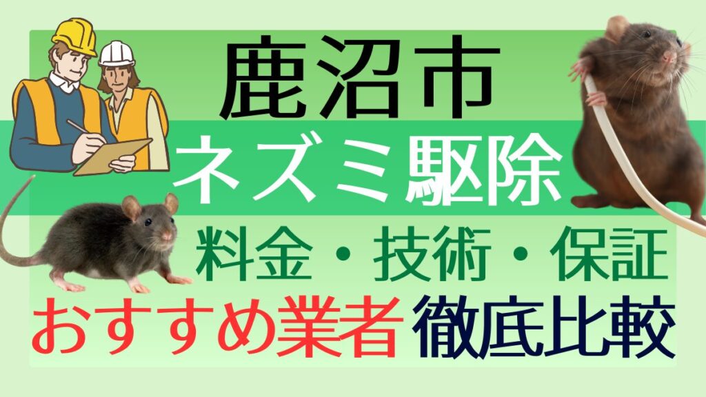 鹿沼市のネズミ駆除業者おすすめ5選！料金や技術・保証を徹底比較