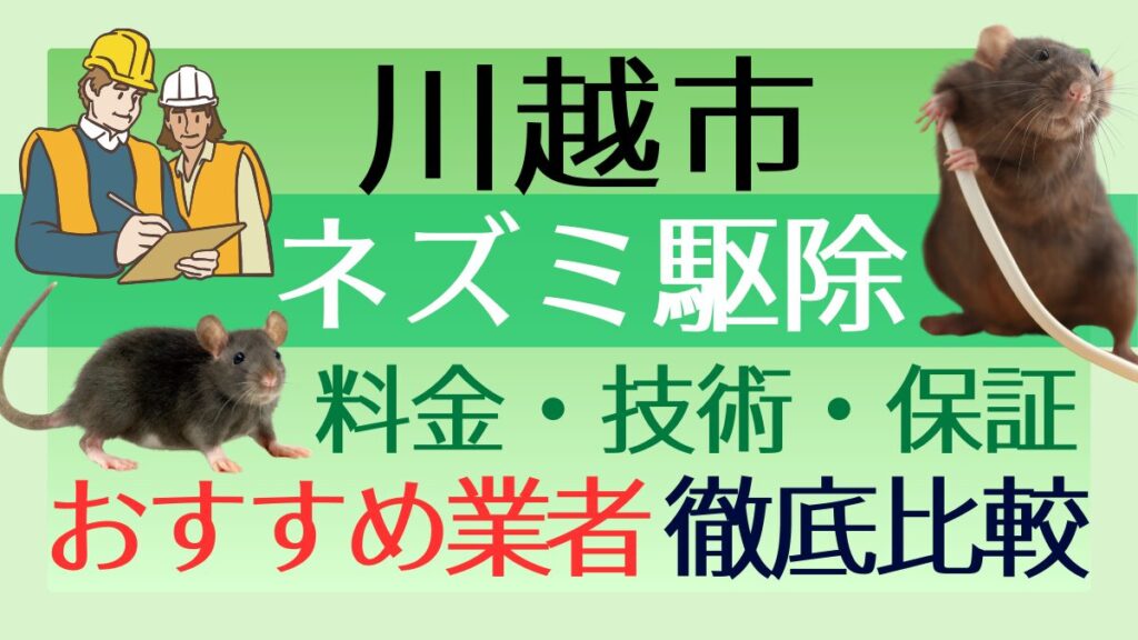 川越市のネズミ駆除業者おすすめ7選！料金や技術・保証を徹底比較