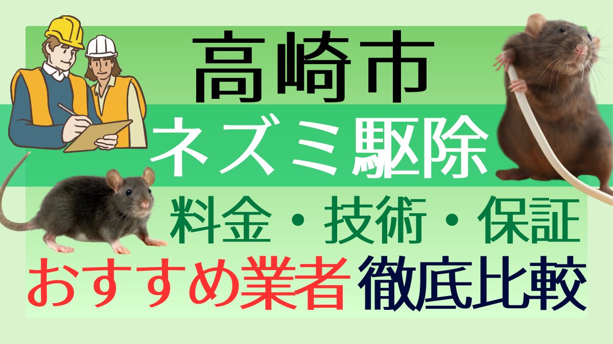高崎市のネズミ駆除業者おすすめ5選！料金や技術・保証を徹底比較