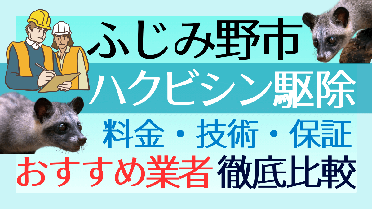 ふじみ野市のハクビシン駆除業者おすすめ8選！料金や技術・保証を徹底比較