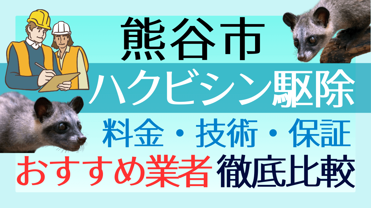 熊谷市のハクビシン駆除業者おすすめ8選！料金や技術・保証を徹底比較