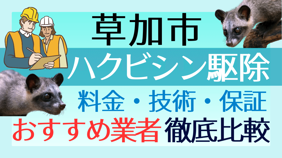 草加市のハクビシン駆除業者おすすめ8選！料金や技術・保証を徹底比較