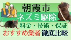 朝霞市のネズミ駆除業者おすすめ7選！料金や技術・保証を徹底比較