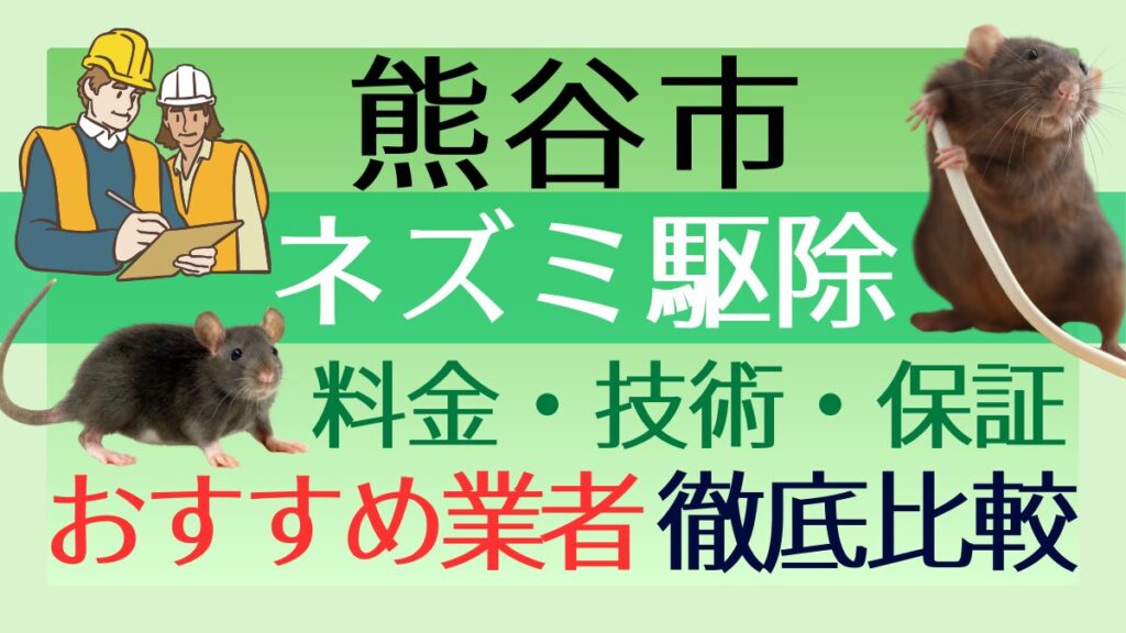 熊谷市のネズミ駆除業者おすすめ7選！料金や技術・保証を徹底比較