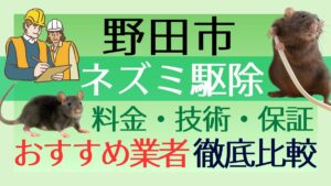 野田市のネズミ駆除業者おすすめ6選！料金や技術・保証を徹底比較