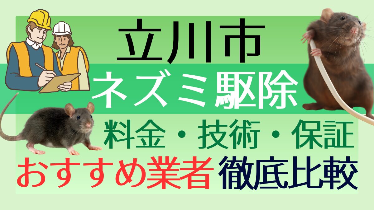 立川市のネズミ駆除業者おすすめ7選!料金や技術・保証を徹底比較