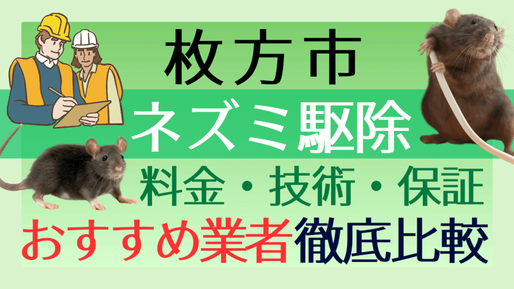 枚方市のネズミ駆除業者おすすめ6選！料金や技術・保証を徹底比較