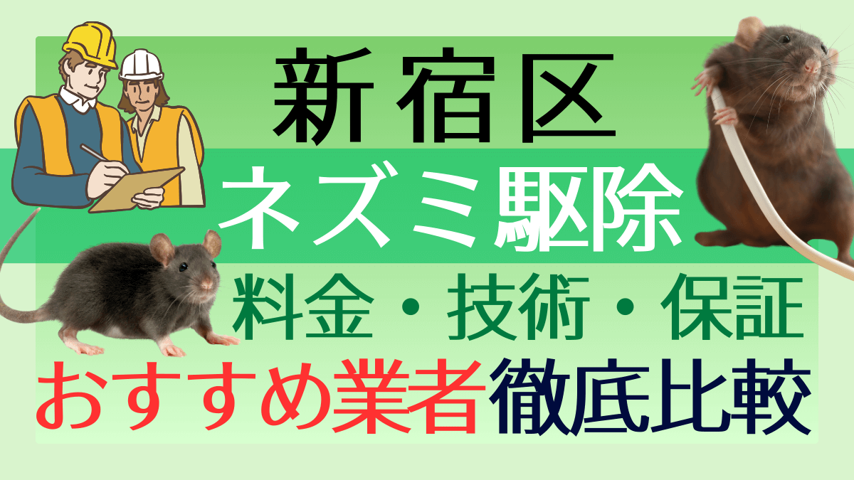 東京都新宿区のネズミ駆除業者おすすめ8選！料金や技術・保証を徹底比較