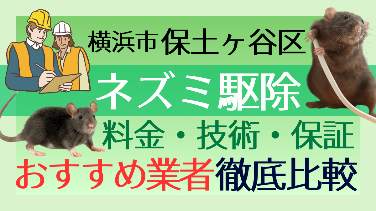 横浜市保土ケ谷区のネズミ駆除業者おすすめ7選!料金や技術・保証を徹底比較