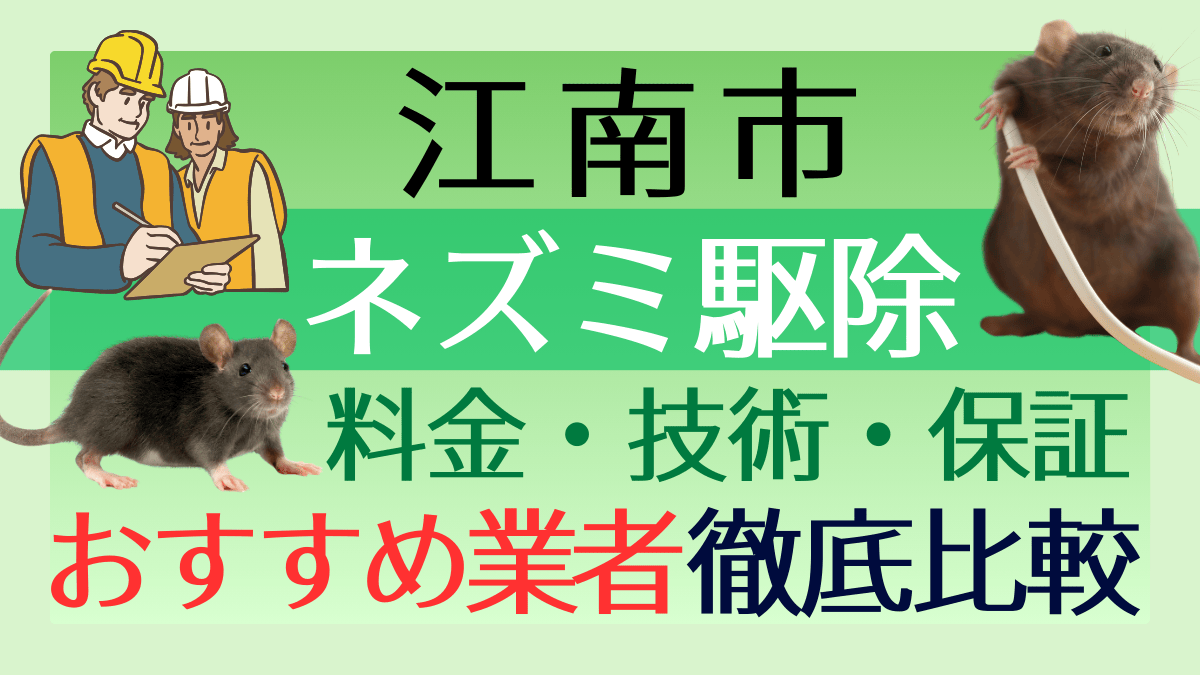 江南市のネズミ駆除業者おすすめ6選|料金・技術・保証を徹底比較【愛知県】